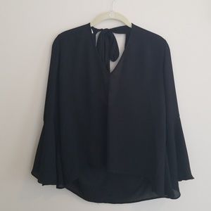 Divided Bell Sleeve Open Back Top